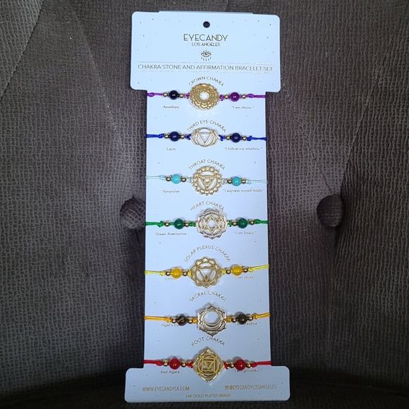 Eye👁️ Candy🍬 Chakra🧘♀️ Stone and Affirmation Bracelet Set - Picture 7 of 16